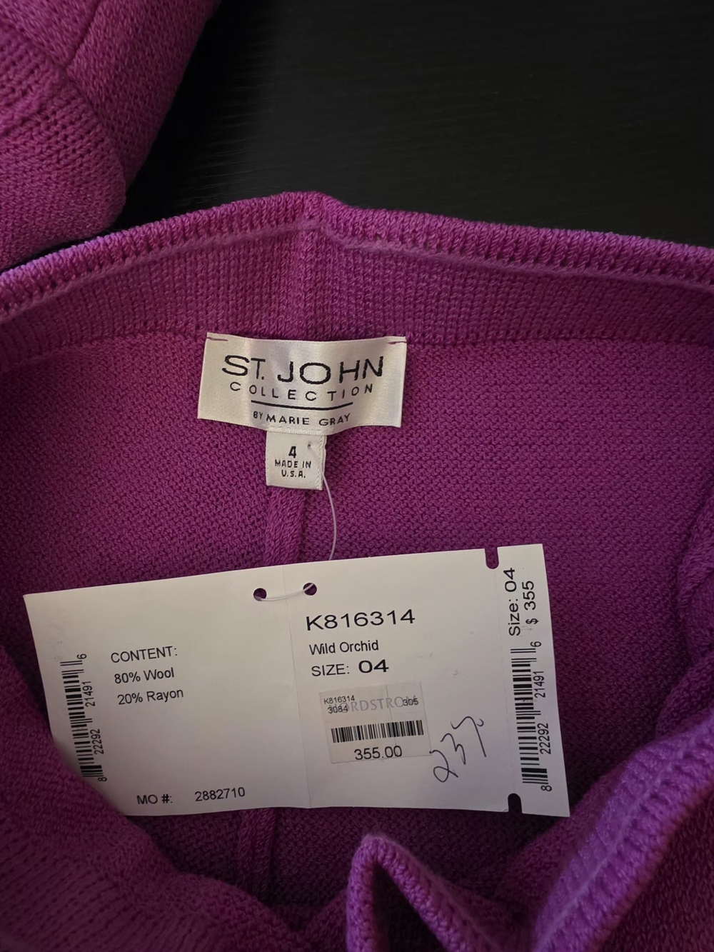 St John Collection Wild Orchid Wool Rayon Jacket Pants Set Sz 2, 4 - Picture 12 of 12
